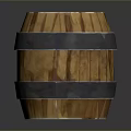 Rustic Decorative Wooden Barrel Furniture with Metal Hoops and Natural Wood
