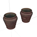 Brown Ceramic Jars With Woven Texture And Black Interior For Household Use 3d model