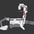 Futuristic Mechanical Chair With Metallic Structure Red Seat And Green Accents