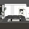 Modern Minimalist Living Room Interior With Gray Sofa White Coffee Table And Floor Lamp