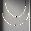 Beaded Chandeliers with Gray and White Strings and Central Brown Bead for Modern Interior Decor