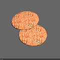 Two Round Golden Biscuits with Crunchy Textured Surface on Grey Background 3d model