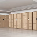 Neatly Arranged Wooden Lockers In Indoor Space With Light Wood Finish