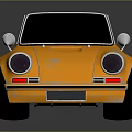 Vintage Yellow Sports Car With Classic Design Round Headlights Black Windows And Wheels