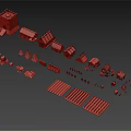 Pixel Style Miniature Village Model Set With Houses Tower Trees Farmland And Figures