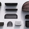 Decorative Garden Ornaments Featuring Various Dark Awnings With Different Shapes And Designs