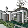 Traditional And Modern Architectural Complex With Courtyards Greenery And Walkways 3d model