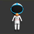 Astronaut in White Spacesuit and Blue Helmet Holding Ringed Planet Model