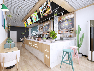 Modern Milk Tea Shop 3d model