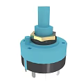 Blue Rotary Switch Device With Black Base And Golden Metal Components