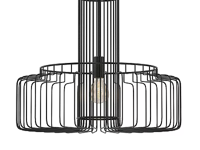 Modern Black Metal Wire Frame Chandelier With Layered Geometric Design 3d model