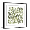 Two Wall Art Pieces With Green Triangles And Black Frames Hanging On Wall 3d model