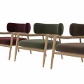 Modern Leisure Chair With Wooden Frame Brown Upholstery And Round Backrest