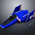 Blue North Star 07 Spacecraft Model With Red White Striped Wings And Sleek Design