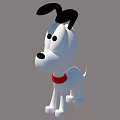 Cute Cartoon Dog With Black Ears Red Collar And White Body Design