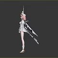 Pink Haired Princess Character With Angelic Bird Creature On Golden Scepter