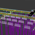 Heavy Duty Utility Vehicle With Orange Truss Structure And Blue Control Cabin For Bridge Construction