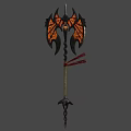 Mythical Dragon Wing Weapon With Glowing Spike Black Metal And Fiery Red Lava Texture