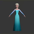 3D Animated Character With Blonde Hair Blue Dress And Outstretched Arms