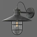 Vintage Industrial Black Metal Wall Light With Glass Shade And Exposed Bulb Design