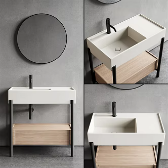 Modern wash table paint bathroom cabinet wash table 3d model