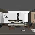 Modern Living and Dining Room Interior With Sofa Coffee Table Dining Chairs And Natural Light