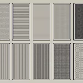 Assorted Decorative Grille Panels With Striped Mesh And Patterned Designs 3d model