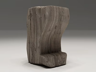 Natural Handcrafted Wood Sculpture With Stone Like Texture And Organic Design 3d model
