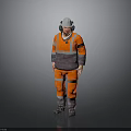 Man In Orange And Gray Reflective Work Uniform With White Safety Helmet
