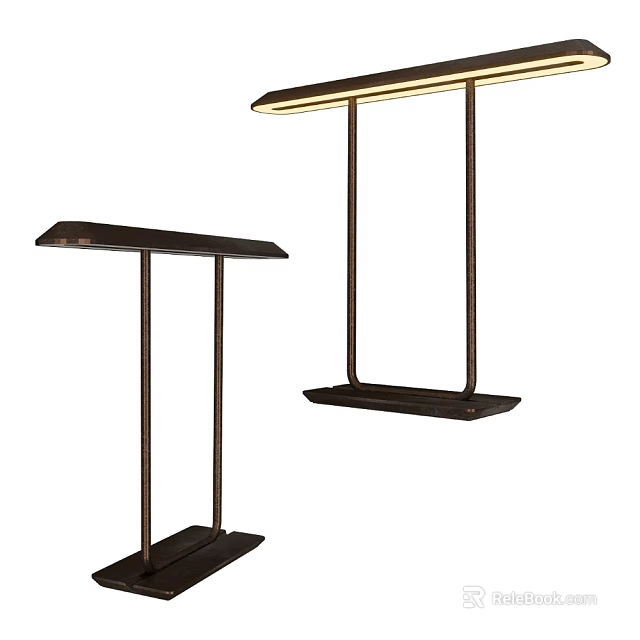 Modern Minimalist Desk Lamp with Metal Stand Long Rectangular Shade and Flat Base Design 3d model 