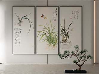 New Chinese Plant Painting Decorative Painting 3d model