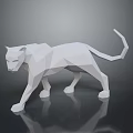 White Geometric Polygonal Leopard Sculpture Decorative Furniture For Modern Home Interiors