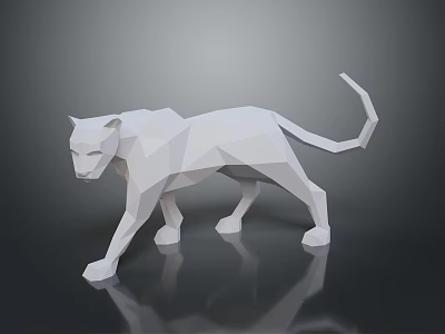 White Geometric Polygonal Leopard Sculpture Decorative Furniture For Modern Home Interiors 3d model