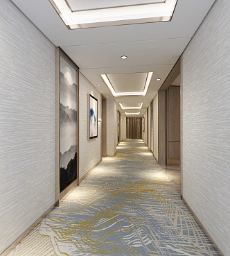 New Chinese Corridor Hotel Aisle Elevator Hall 3d model