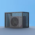 Black Square Home Appliance Outdoor Unit With Diamond Mesh Design 3d model