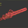 Multi Barrel Bronze Metal Weapon with Rotating Barrels and Mechanical Handle for 3d model