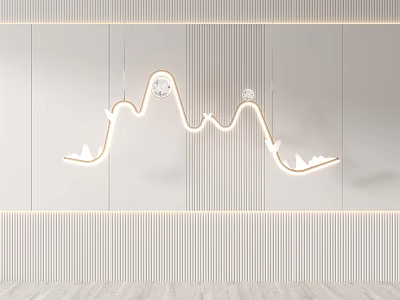 Modern Curved Pendant Light Design For Minimalist Interior With White Striped Walls 3d model