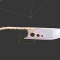 Decorative Red Handle Knife With Purple Pink Gradient Blade Circular Holes On Black Smooth Surface