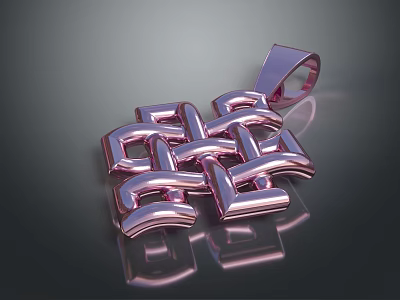 Pink Metallic Fashion Pendant With Intricate Chain Design And Shiny Surface 3d model