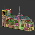 Intricate Historical Gothic Building Model With Spire Rose Window And Flying Buttresses