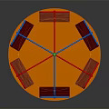 Colorful Rotating Playground Equipment With Wooden Seats Metal Frames And Circular Base