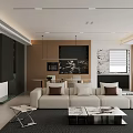 Modern Living Dining Room Interior With Large Sofa Coffee Table And Pendant Lights