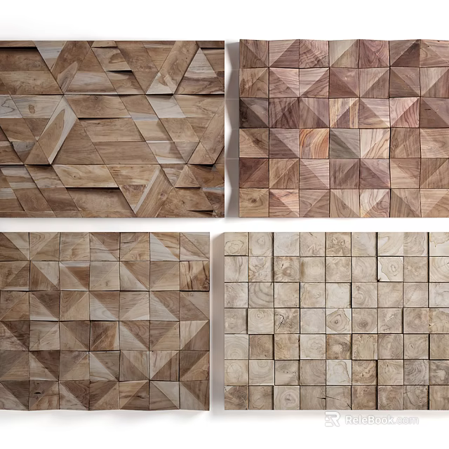Wooden Ceiling Design With Geometric Patterns Textured Panels And Crafted Details 3d model