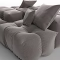 Modern Grey Velvet Modular Sofa With Square Cushions And Pillows 3d model