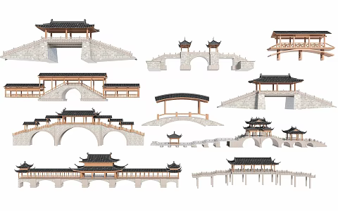 Chinese-style Corridor Bridge Corridor Bridge Ancient Construction Corridor Chinese-style Bridge 3d model