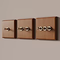 Brown Wooden Wall Mounted Panels With Metal Knobs In Different Quantities 3d model
