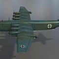Green Fighter Aircraft With Four Propellers On Wings And White Cross Insignia On Fuselage