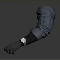 Mechanical Arms With Blue Pants And Metallic Hands On Reflective Floor