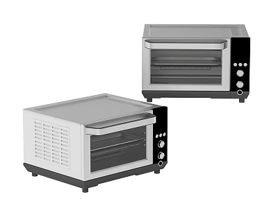 Two Different Color Kitchen Toaster Ovens White And Black Compact Design 3d model