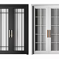 Black and White Double Doors Featuring Glass Panels and Metal Handles for Modern Interior Design